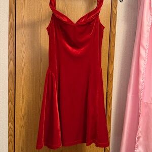 SHEIN Red Velvet Cowl Neck Maxi Dress